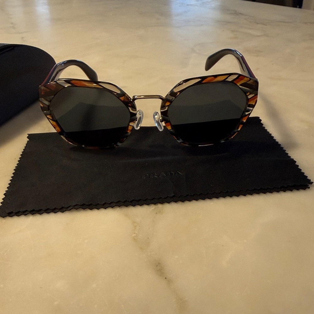 Prada Cinema Geometric Tortoise Sunglasses